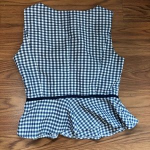 Checkered peplum top with bow detail